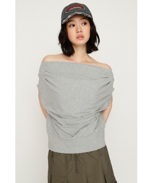 SLY(スライ)の「TUCKED OFFSHOULDER S/S TOPS タックドオフショルダーショートスリーブトップス 夏服(Tシャツ/カットソー・レディース・ライトイエロー/ホワイト/ブラック/杢グレー・FREE)」の15枚目の写真