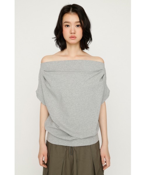 SLY(スライ)の「TUCKED OFFSHOULDER S/S TOPS タックドオフショルダーショートスリーブトップス 夏服(Tシャツ/カットソー・レディース・ライトイエロー/ホワイト/ブラック/杢グレー・FREE)」の16枚目の写真