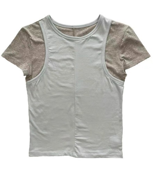 hugi(ハギ)の「LAYERD TEE / レイヤードティー(Tシャツ/カットソー・レディース・ブルー・FREE)」の4枚目の写真