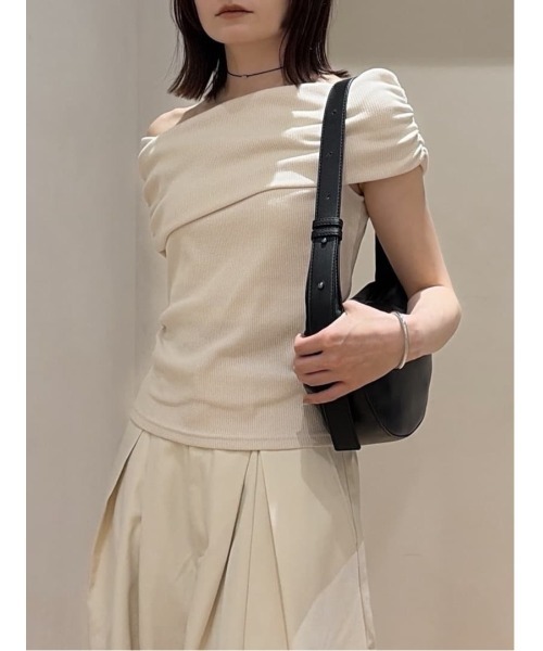 STYLEMIXER(スタイルミキサー)の「ギャザーオフショルトップ(Tシャツ/カットソー・レディース・ネイビー/アイボリー/ライトグリーン・FREE)」の19枚目の写真