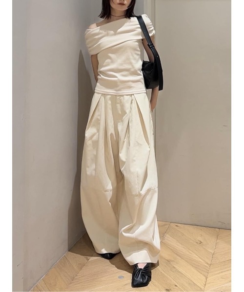 STYLEMIXER(スタイルミキサー)の「ギャザーオフショルトップ(Tシャツ/カットソー・レディース・ネイビー/アイボリー/ライトグリーン・FREE)」の20枚目の写真