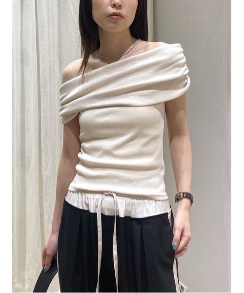 STYLEMIXER(スタイルミキサー)の「ギャザーオフショルトップ(Tシャツ/カットソー・レディース・ネイビー/アイボリー/ライトグリーン・FREE)」の21枚目の写真