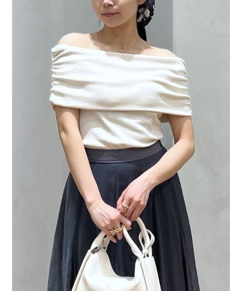 STYLEMIXER(スタイルミキサー)の「ギャザーオフショルトップ(Tシャツ/カットソー・レディース・ネイビー/アイボリー/ライトグリーン・FREE)」の22枚目の写真