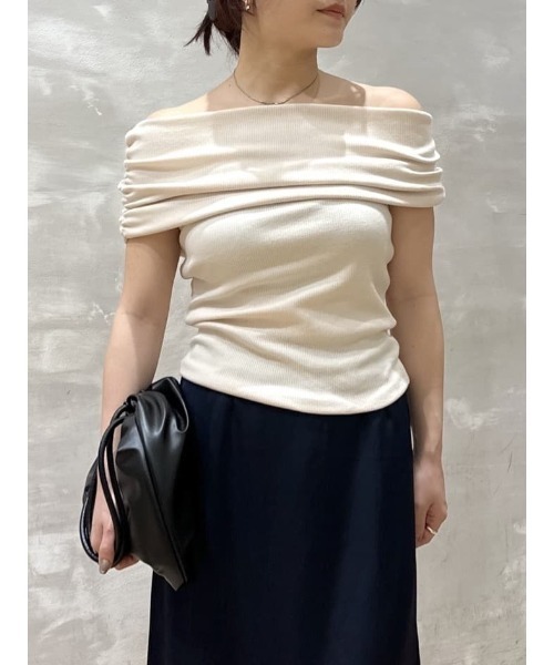 STYLEMIXER(スタイルミキサー)の「ギャザーオフショルトップ(Tシャツ/カットソー・レディース・ネイビー/アイボリー/ライトグリーン・FREE)」の18枚目の写真
