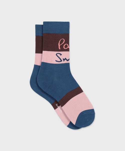 Paul Smith(ポールスミス)の「ウィメンズ "Logo Border" ソックス / 265610 CSW(ソックス/靴下・レディース・アイボリー/ネイビー/ブルー・22-24)」の1枚目の写真