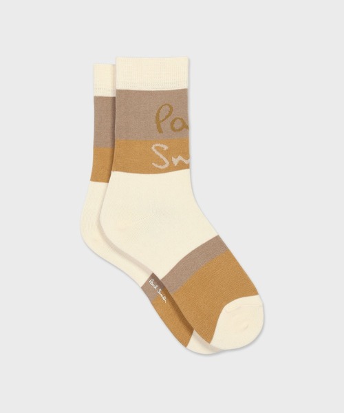 Paul Smith(ポールスミス)の「ウィメンズ "Logo Border" ソックス / 265610 CSW(ソックス/靴下・レディース・アイボリー/ネイビー/ブルー・22-24)」の2枚目の写真