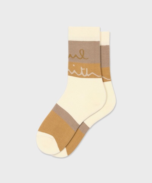 Paul Smith(ポールスミス)の「ウィメンズ "Logo Border" ソックス / 265610 CSW(ソックス/靴下・レディース・アイボリー/ネイビー/ブルー・22-24)」の4枚目の写真