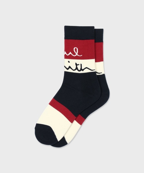 Paul Smith(ポールスミス)の「ウィメンズ "Logo Border" ソックス / 265610 CSW(ソックス/靴下・レディース・アイボリー/ネイビー/ブルー・22-24)」の6枚目の写真