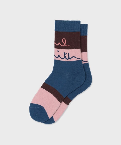 Paul Smith(ポールスミス)の「ウィメンズ "Logo Border" ソックス / 265610 CSW(ソックス/靴下・レディース・アイボリー/ネイビー/ブルー・22-24)」の8枚目の写真