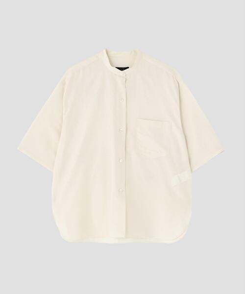 YLEVE(イレーヴ)の「YLEVE / SILK COTTON CLOTH BIO SUEDE SHIRT(シャツ/ブラウス・レディース・ホワイト/ネイビー・0/1)」の2枚目の写真