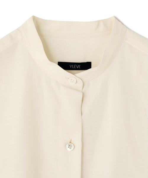 YLEVE(イレーヴ)の「YLEVE / SILK COTTON CLOTH BIO SUEDE SHIRT(シャツ/ブラウス・レディース・ホワイト/ネイビー・0/1)」の4枚目の写真