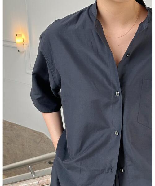 YLEVE(イレーヴ)の「YLEVE / SILK COTTON CLOTH BIO SUEDE SHIRT(シャツ/ブラウス・レディース・ホワイト/ネイビー・0/1)」の11枚目の写真