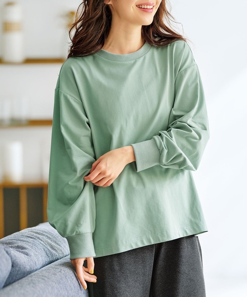 BELLUNA PLUS(ベルーナ)の「着る血行改善!ボリューム袖デザインプルオーバ(Tシャツ/カットソー・レディース・ミント/ピンク/チャコール・MEDIUM/X-LARGE/LARGE)」の3枚目の写真