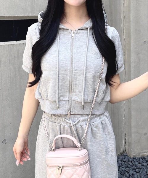 INGNI(イング)の「ラメスウェットジップパーカー+パンツ/セットアップ(セットアップ・レディース・グレー/ブラック/ライトピンク・M)」の12枚目の写真
