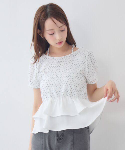 ems excite(エムズエキサイト)の「ペプラム切替カットソー(Tシャツ/カットソー・レディース・ピンク/ブラック/ホワイト系その他・FREE)」の4枚目の写真