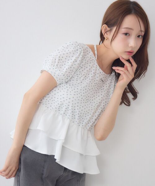 ems excite(エムズエキサイト)の「ペプラム切替カットソー(Tシャツ/カットソー・レディース・ピンク/ブラック/ホワイト系その他・FREE)」の6枚目の写真