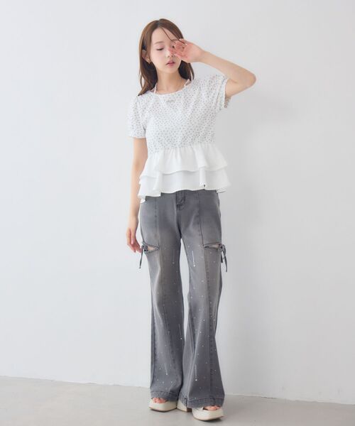 ems excite(エムズエキサイト)の「ペプラム切替カットソー(Tシャツ/カットソー・レディース・ピンク/ブラック/ホワイト系その他・FREE)」の7枚目の写真