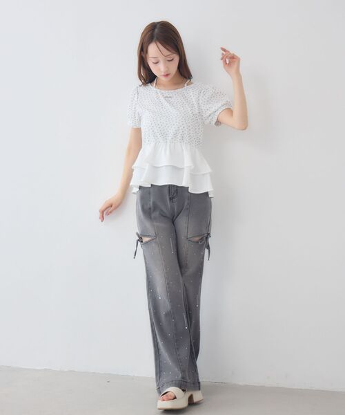 ems excite(エムズエキサイト)の「ペプラム切替カットソー(Tシャツ/カットソー・レディース・ピンク/ブラック/ホワイト系その他・FREE)」の8枚目の写真