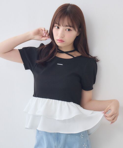 ems excite(エムズエキサイト)の「ペプラム切替カットソー(Tシャツ/カットソー・レディース・ピンク/ブラック/ホワイト系その他・FREE)」の10枚目の写真