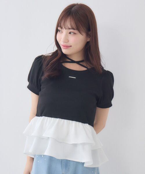 ems excite(エムズエキサイト)の「ペプラム切替カットソー(Tシャツ/カットソー・レディース・ピンク/ブラック/ホワイト系その他・FREE)」の11枚目の写真