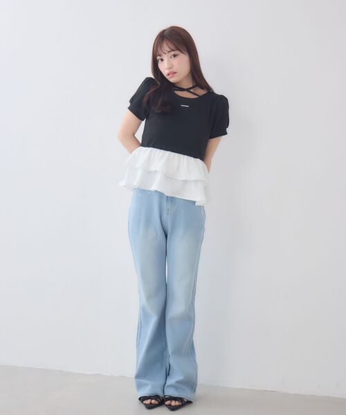 ems excite(エムズエキサイト)の「ペプラム切替カットソー(Tシャツ/カットソー・レディース・ピンク/ブラック/ホワイト系その他・FREE)」の12枚目の写真