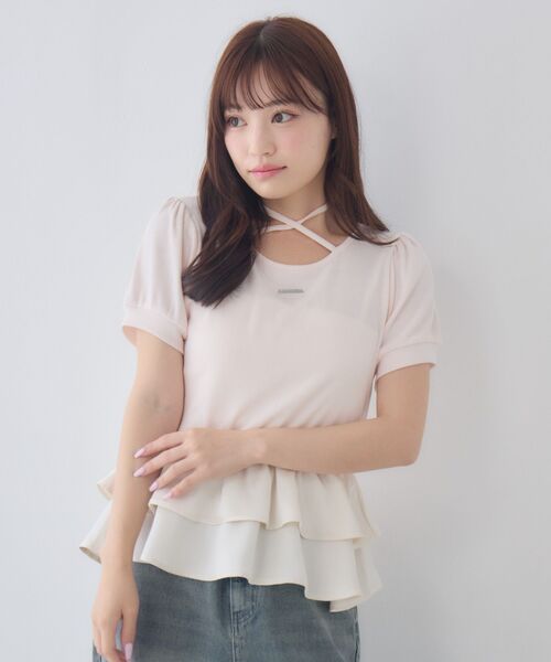 ems excite(エムズエキサイト)の「ペプラム切替カットソー(Tシャツ/カットソー・レディース・ピンク/ブラック/ホワイト系その他・FREE)」の15枚目の写真