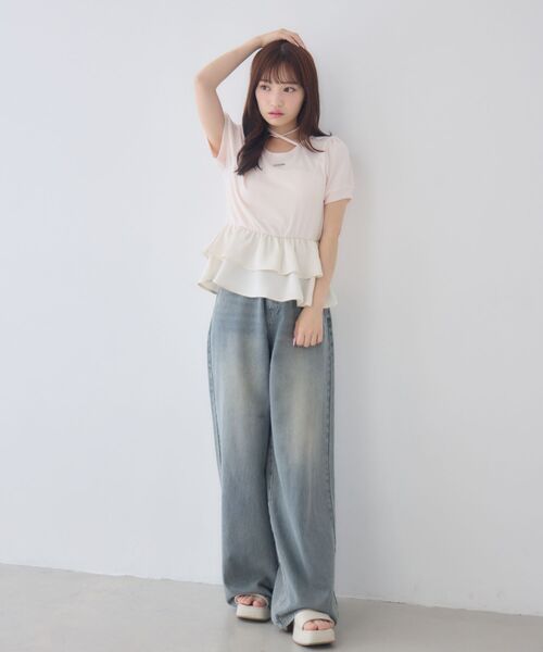 ems excite(エムズエキサイト)の「ペプラム切替カットソー(Tシャツ/カットソー・レディース・ピンク/ブラック/ホワイト系その他・FREE)」の17枚目の写真
