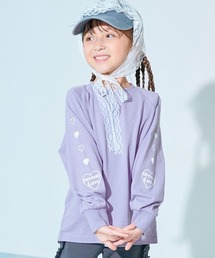 devirock（デビロック）の「綿100％ デビラボ ガールズ 袖プリント BIGシルエット ラグラン 長袖Ｔシャツ（Tシャツ/カットソー）」