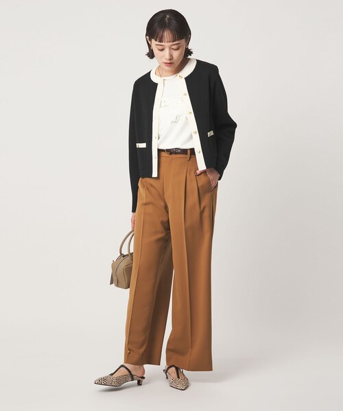 green label relaxing(グリーンレーベルリラクシング)の「フォルム ノーカラー ニット カーディガン(カーディガン/ボレロ・レディース・ホワイト/ピンク/ブラック・FREE)」の9枚目の写真