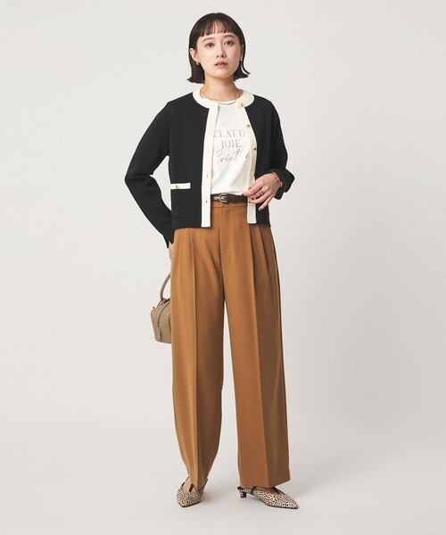 green label relaxing(グリーンレーベルリラクシング)の「フォルム ノーカラー ニット カーディガン(カーディガン/ボレロ・レディース・ホワイト/ピンク/ブラック・FREE)」の10枚目の写真