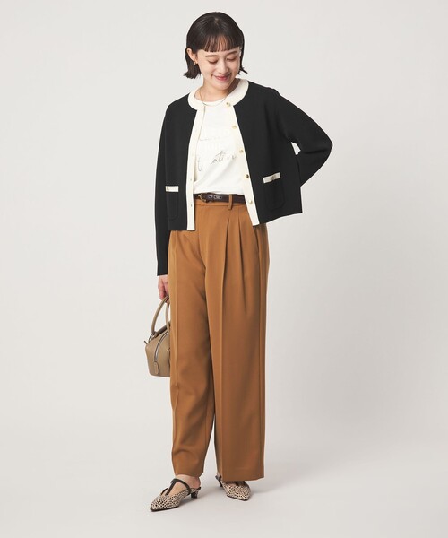 green label relaxing(グリーンレーベルリラクシング)の「フォルム ノーカラー ニット カーディガン(カーディガン/ボレロ・レディース・ホワイト/ピンク/ブラック・FREE)」の11枚目の写真