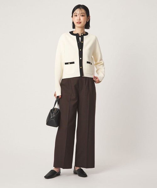 green label relaxing(グリーンレーベルリラクシング)の「フォルム ノーカラー ニット カーディガン(カーディガン/ボレロ・レディース・ホワイト/ピンク/ブラック・FREE)」の13枚目の写真