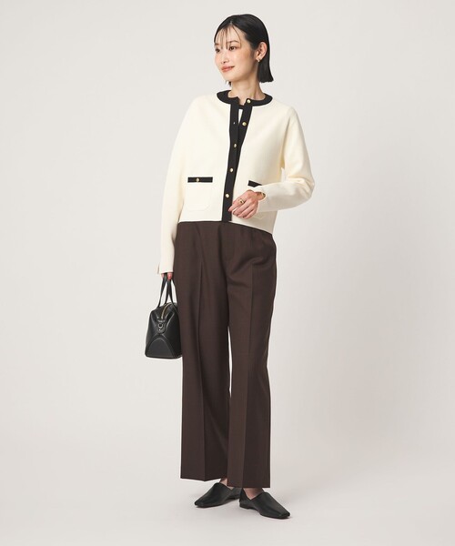 green label relaxing(グリーンレーベルリラクシング)の「フォルム ノーカラー ニット カーディガン(カーディガン/ボレロ・レディース・ホワイト/ピンク/ブラック・FREE)」の14枚目の写真