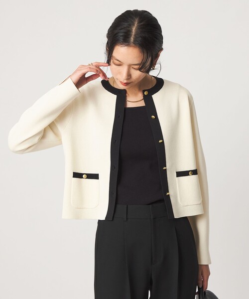 green label relaxing(グリーンレーベルリラクシング)の「フォルム ノーカラー ニット カーディガン(カーディガン/ボレロ・レディース・ホワイト/ピンク/ブラック・FREE)」の16枚目の写真