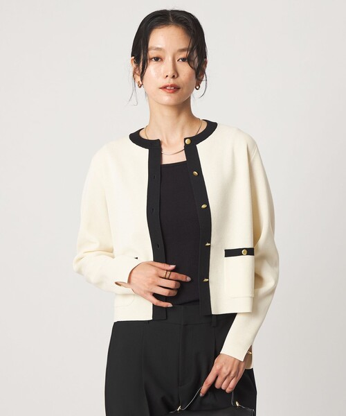 green label relaxing(グリーンレーベルリラクシング)の「フォルム ノーカラー ニット カーディガン(カーディガン/ボレロ・レディース・ホワイト/ピンク/ブラック・FREE)」の17枚目の写真