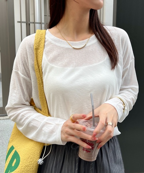wears(ウェアーズ)の「シアーロングスリーブT 透け感ロンT(Tシャツ/カットソー・レディース・イエロー/グレー/ホワイト/ブラック/グリーン/ピンク・FREE)」の12枚目の写真