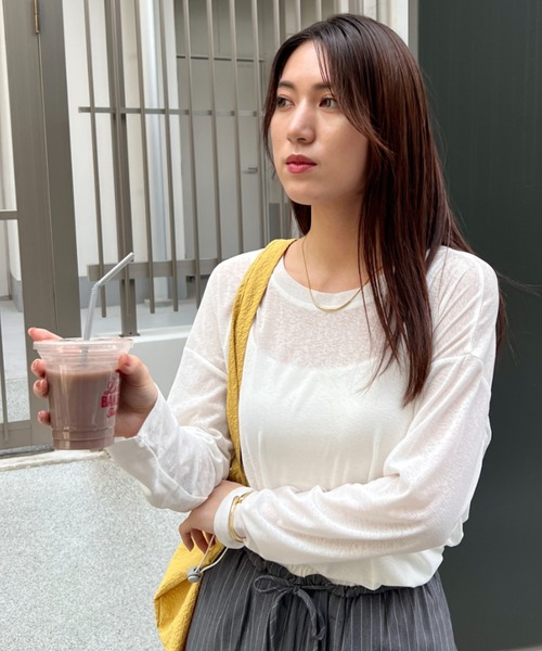 wears(ウェアーズ)の「シアーロングスリーブT 透け感ロンT(Tシャツ/カットソー・レディース・イエロー/グレー/ホワイト/ブラック/グリーン/ピンク・FREE)」の14枚目の写真