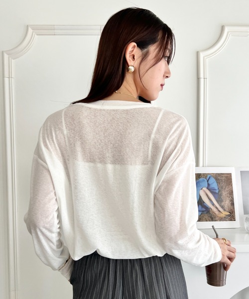 wears(ウェアーズ)の「シアーロングスリーブT 透け感ロンT(Tシャツ/カットソー・レディース・イエロー/グレー/ホワイト/ブラック/グリーン/ピンク・FREE)」の22枚目の写真
