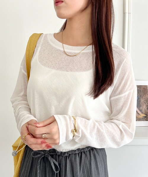 wears(ウェアーズ)の「シアーロングスリーブT 透け感ロンT(Tシャツ/カットソー・レディース・イエロー/グレー/ホワイト/ブラック/グリーン/ピンク・FREE)」の18枚目の写真