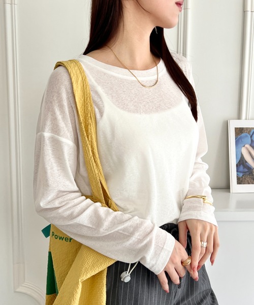 wears(ウェアーズ)の「シアーロングスリーブT 透け感ロンT(Tシャツ/カットソー・レディース・イエロー/グレー/ホワイト/ブラック/グリーン/ピンク・FREE)」の17枚目の写真