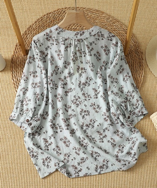AMAJI(アマジ)の「総柄プリント ルーズ シアーシャツ(シャツ/ブラウス・レディース・ライトブルー・LARGE/MEDIUM/X-LARGE)」の2枚目の写真