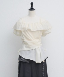 シュシュ付きカシュクールデザインキャミトップス