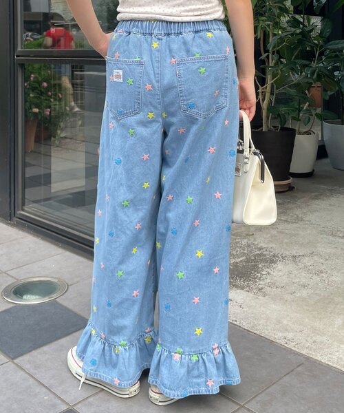 HELLO.SANFRANCISCO(ハローサンフランシスコ)の「【HELLO.SANFRANCISCO/ハローサンフランシスコ】裾フリル星柄刺繍デニム(デニムパンツ・レディース・サックスブルー/ブルー・MEDIUM/SMALL)」の13枚目の写真
