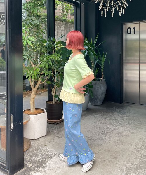 HELLO.SANFRANCISCO(ハローサンフランシスコ)の「【HELLO.SANFRANCISCO/ハローサンフランシスコ】裾フリル星柄刺繍デニム(デニムパンツ・レディース・サックスブルー/ブルー・MEDIUM/SMALL)」の15枚目の写真
