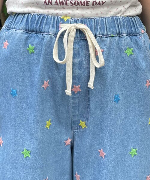 HELLO.SANFRANCISCO(ハローサンフランシスコ)の「【HELLO.SANFRANCISCO/ハローサンフランシスコ】裾フリル星柄刺繍デニム(デニムパンツ・レディース・サックスブルー/ブルー・MEDIUM/SMALL)」の20枚目の写真