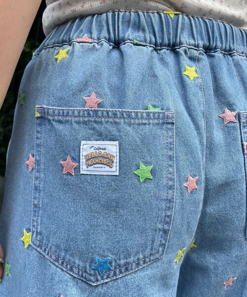 HELLO.SANFRANCISCO(ハローサンフランシスコ)の「【HELLO.SANFRANCISCO/ハローサンフランシスコ】裾フリル星柄刺繍デニム(デニムパンツ・レディース・サックスブルー/ブルー・MEDIUM/SMALL)」の22枚目の写真