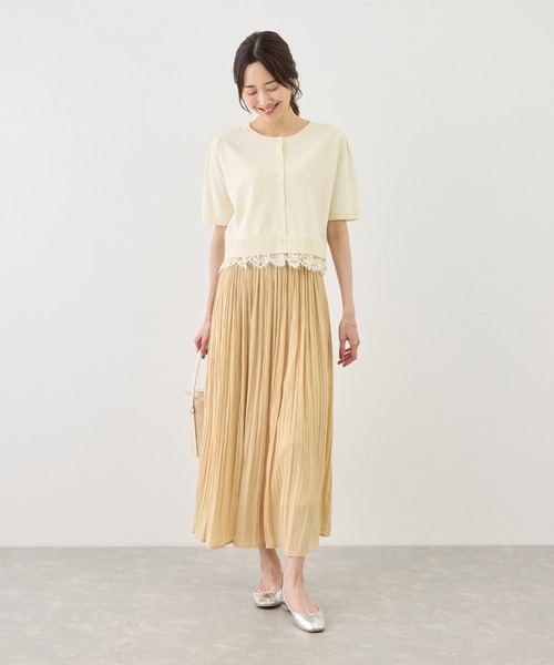 ROPE' PICNIC（ロペピクニック）の「裾レースドッキングハーフスリーブカーディガン（カーディガン/ボレロ・レディース・キナリ/サックスブルー/ブラック・FREE）」の15枚目の写真