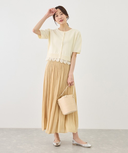 ROPE' PICNIC（ロペピクニック）の「裾レースドッキングハーフスリーブカーディガン（カーディガン/ボレロ・レディース・キナリ/サックスブルー/ブラック・FREE）」の16枚目の写真