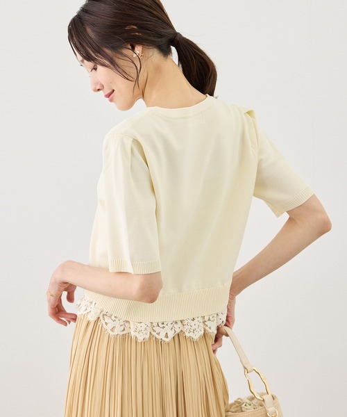 ROPE' PICNIC（ロペピクニック）の「裾レースドッキングハーフスリーブカーディガン（カーディガン/ボレロ・レディース・キナリ/サックスブルー/ブラック・FREE）」の19枚目の写真