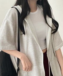 ジップアップ半袖パーカー